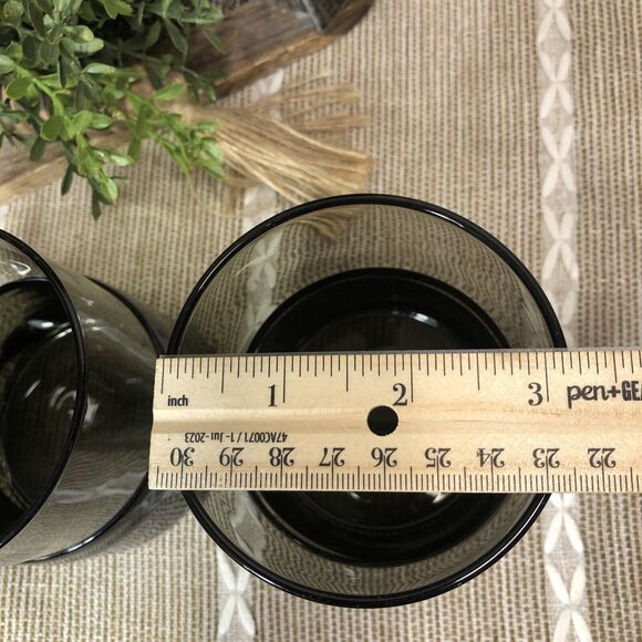 Pier 1 Smoked Glass Hand Blown Double Dipped 4” Tumbler/rocks Set of 2 EUC - Picture 3 of 11